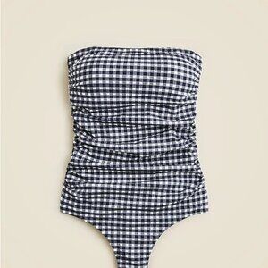 Ruched bandeau one-piece in gingham NWT Size  0